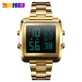 SKMEI Men's Digital Wristwatch 30M Waterproof Sport Wrist Watch Square Dial Stainless Steel Band Man Watch 1369