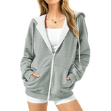 Simple Versatile Zip Up Hoodie Long Sleeve Sweatshirts Fall Outfits Oversized Hoodies Casual Fashion Solid Color Comfy Jackets
