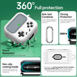 Game-Style Locking Case for AirPods 4 (2024) w/Cleaner Kit - ANC Compatible, Hard Protective Cover for Men & Boys