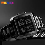 SKMEI Men's Digital Wristwatch 30M Waterproof Sport Wrist Watch Square Dial Stainless Steel Band Man Watch 1369