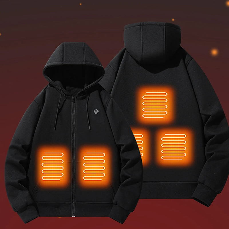 2024 Outdoor Electric USB Heating Sweaters Hoodies Men Women Winter Warm Heated Clothes 5 Area Winter Heating Casual Hoodies