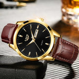 LIGE Classic Quartz Watch for Men Waterproof Leather Strap Calendar Sports Business Men's Quartz Wrist Watch Top Brand Luxury