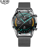 LIGE Stainless Steel Smart Watch Wrist Watch Mature Men Luxury Men Sport Fitness Bluetooth Call Mature Men's Smartwatch Outdoors