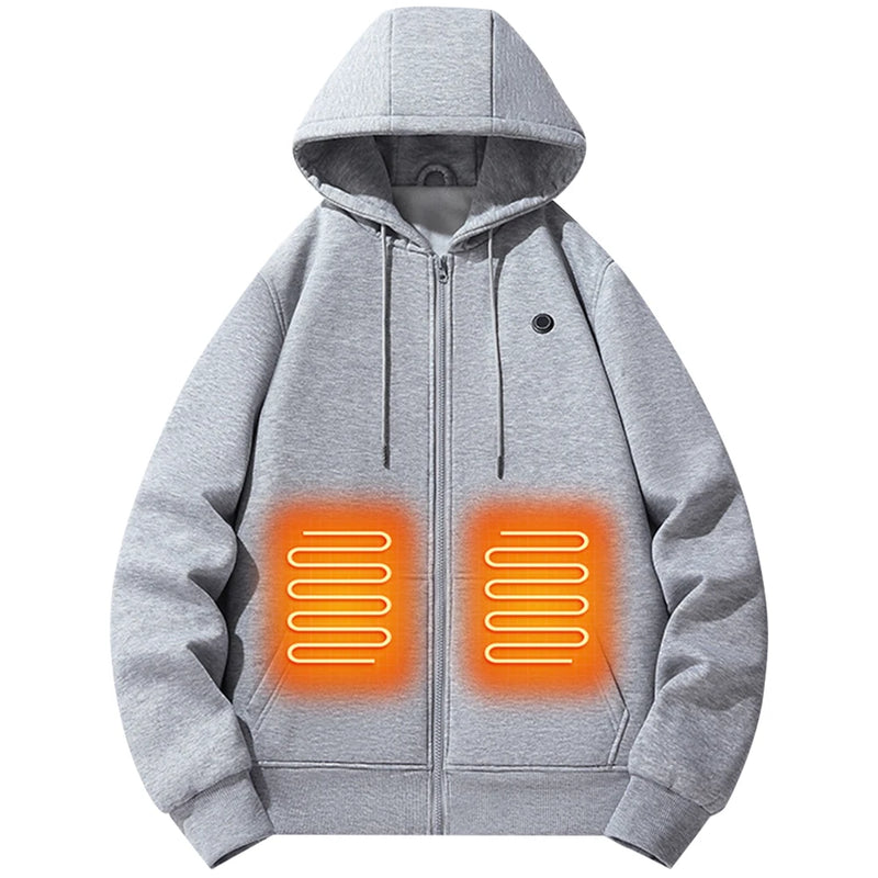 2024 Outdoor Electric USB Heating Sweaters Hoodies Men Women Winter Warm Heated Clothes 5 Area Winter Heating Casual Hoodies