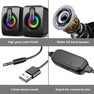 Alto-falante de computador som estéreo com microfone 3.5mm aux home office pc alto-falante para macbook desktop notebook computador alto-falante