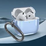 Soft TPU Shockproof Clear Case Cover for Apple AirPods 4 2024 with Carabiner and Anti Fall Protection