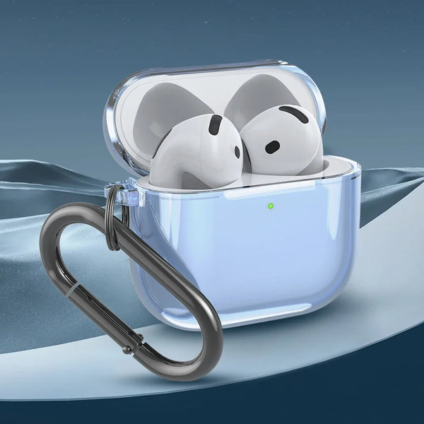 Soft TPU Shockproof Clear Case Cover for Apple AirPods 4 2024 with Carabiner and Anti Fall Protection