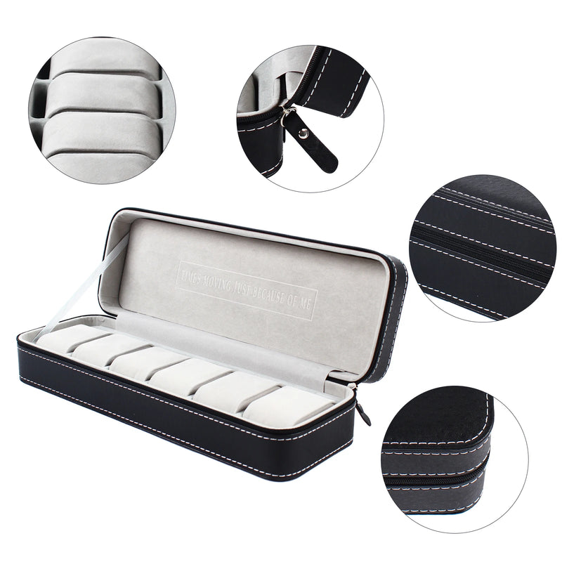 Bymaocar Portable 6 Slot Zipper Watch Case Collector Storage Organizer Home Jewelry Earrings Wrist Watch Box Waterproof