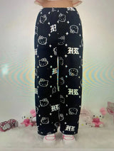 Sanrio Hello Kitty Anime Y2k Kawaii Flannel Pajamas Women'S Warm Woolen Cartoon Casual Home Pants Autumn Winter Fashion Trousers