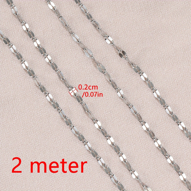 2Meters/78.74inch Golden Stainless Steel Lips Chains For Necklace Choker Bracelet Jewelry Making DIY Components Chain Accessories No Fade